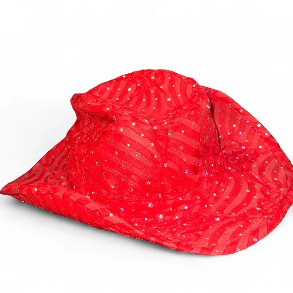 Sophia Collection Red Rhinestone Cowboy Hat Red Hat Society Western Costume Hat